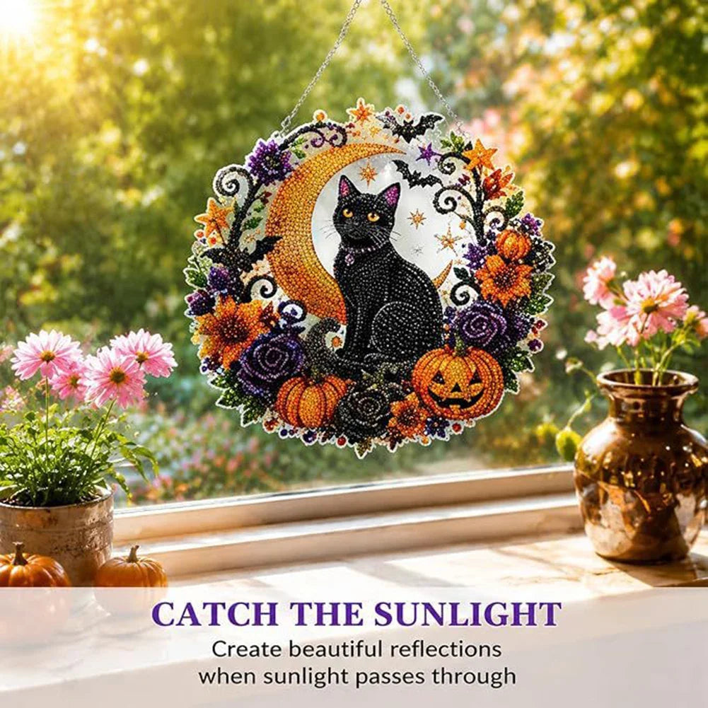 Halloween's Autumn Diamond Painting Suncatcher Kit with Rhinestones