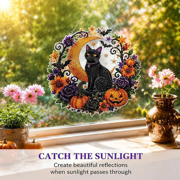 Halloween's Autumn Diamond Painting Suncatcher Kit with Rhinestones