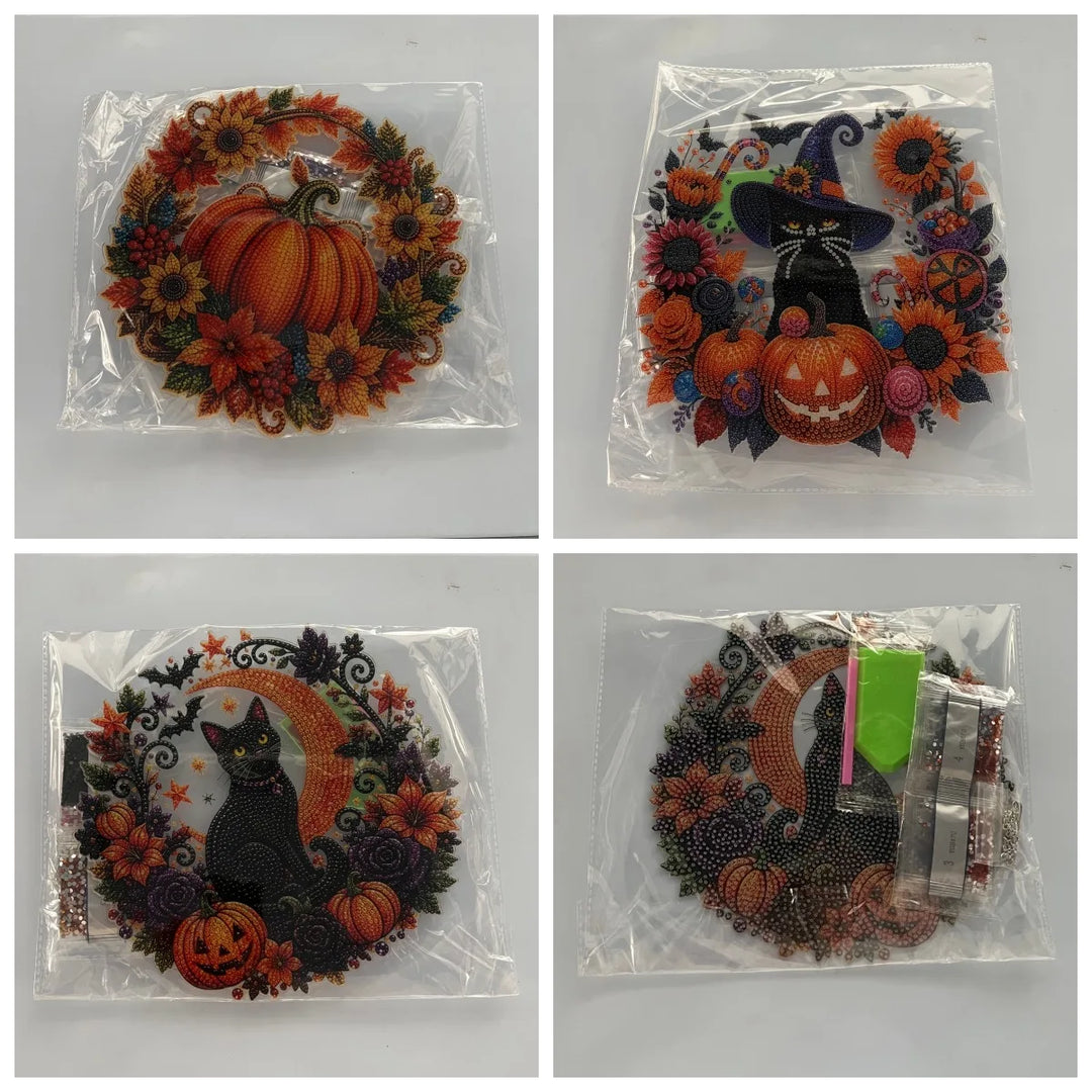 Halloween's Autumn Diamond Painting Suncatcher Kit with Rhinestones