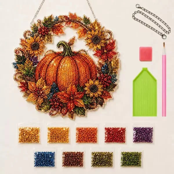 Halloween's Autumn Diamond Painting Suncatcher Kit with Rhinestones