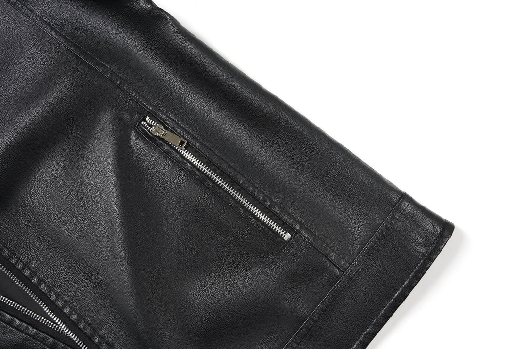Men's Classic Black Leather Biker Jacket