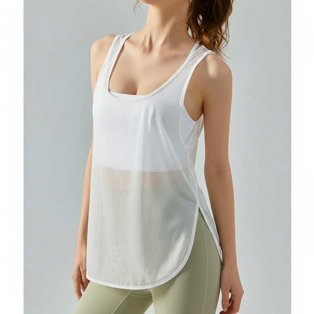 Women's Sports Top with Mesh Design - Breathable Activewear