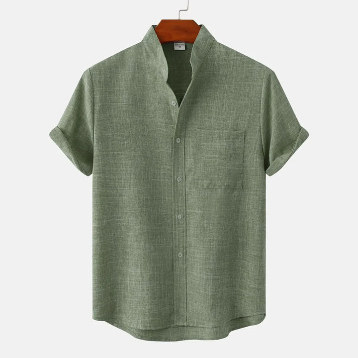 Damon | Men's Short Sleeve Mandarin Collar Dress Shirt
