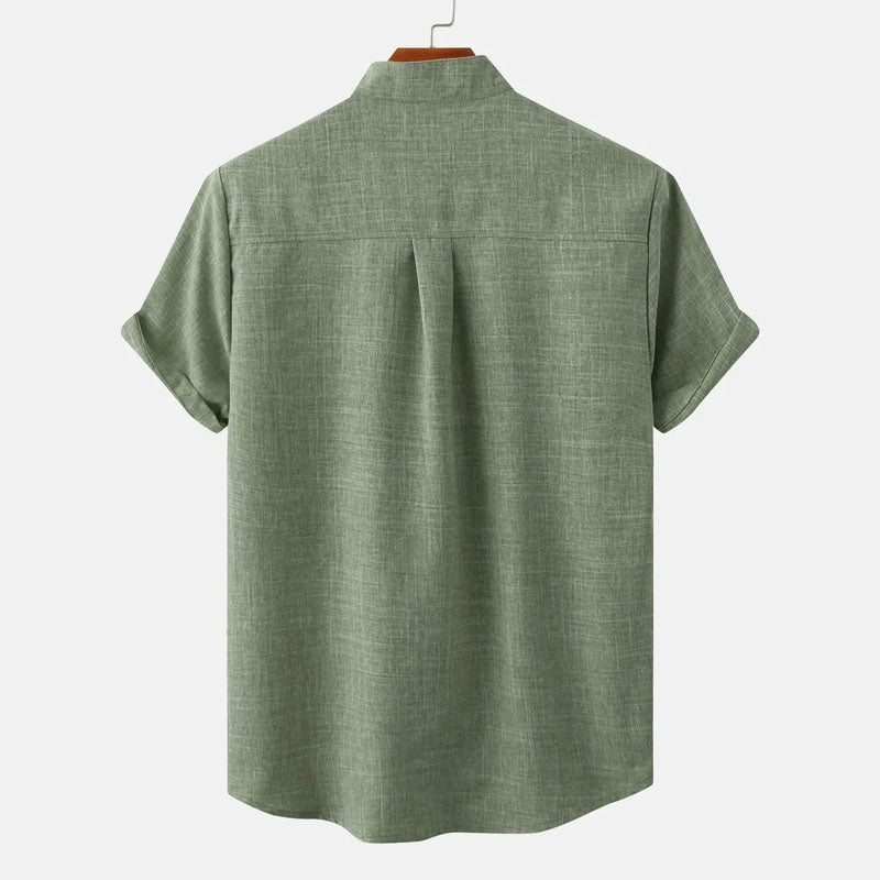 Men's Short Sleeve Mandarin Collar Dress Shirt