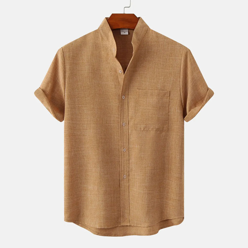 Men's Short Sleeve Mandarin Collar Dress Shirt