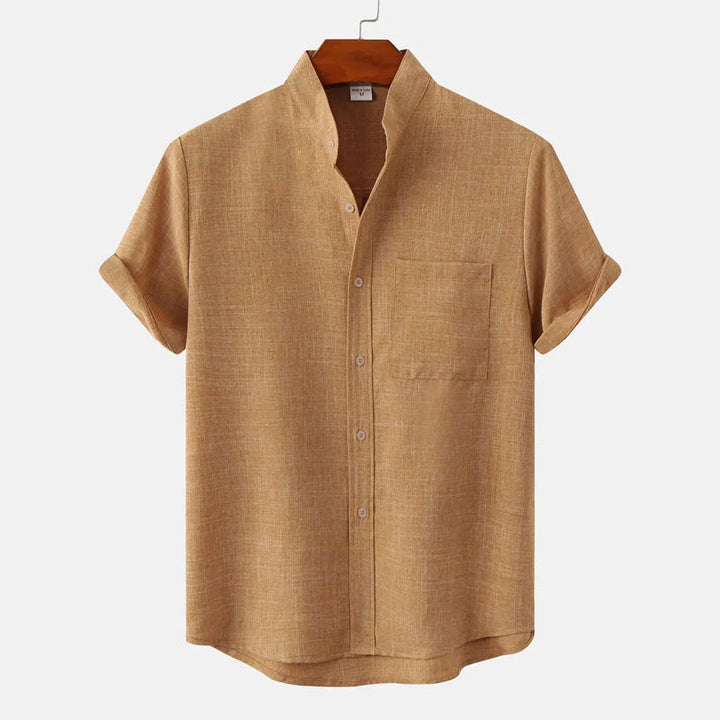 Men's Short Sleeve Mandarin Collar Dress Shirt