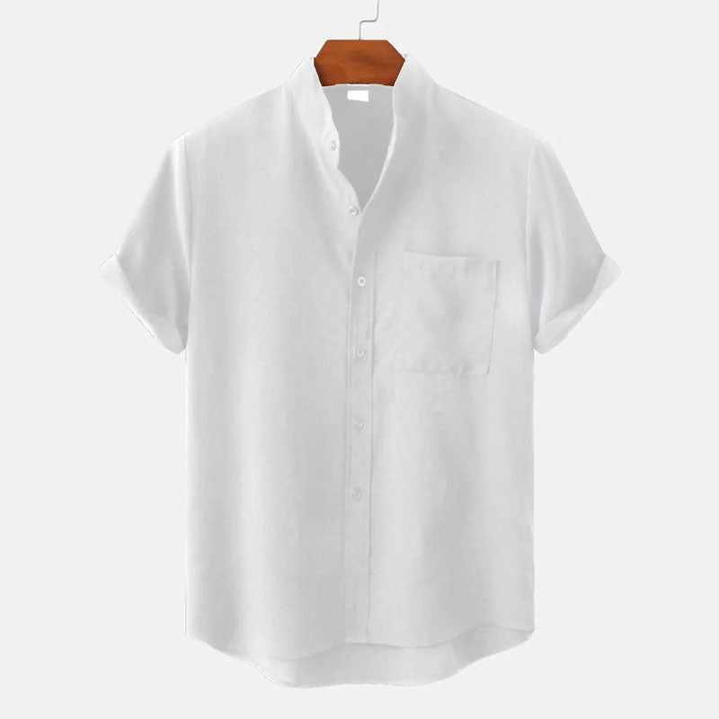 Men's Short Sleeve Mandarin Collar Dress Shirt