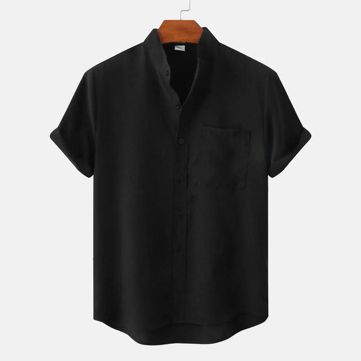 Damon | Men's Short Sleeve Mandarin Collar Dress Shirt
