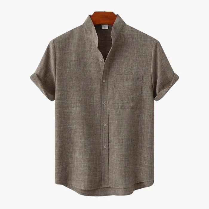 Men's Short Sleeve Mandarin Collar Dress Shirt
