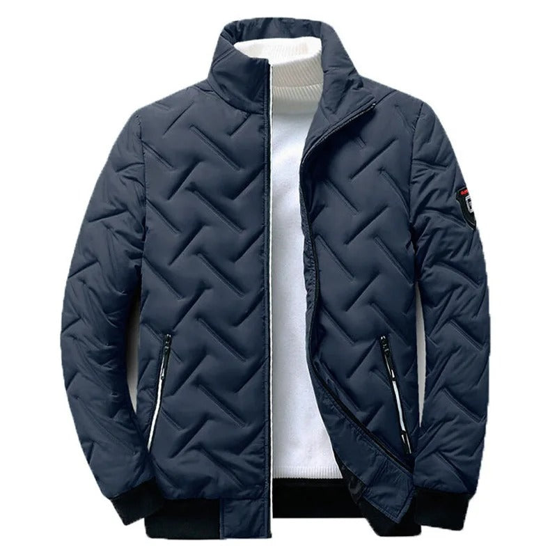 Men's Quilted Stand Collar Zip-Up Jacket
