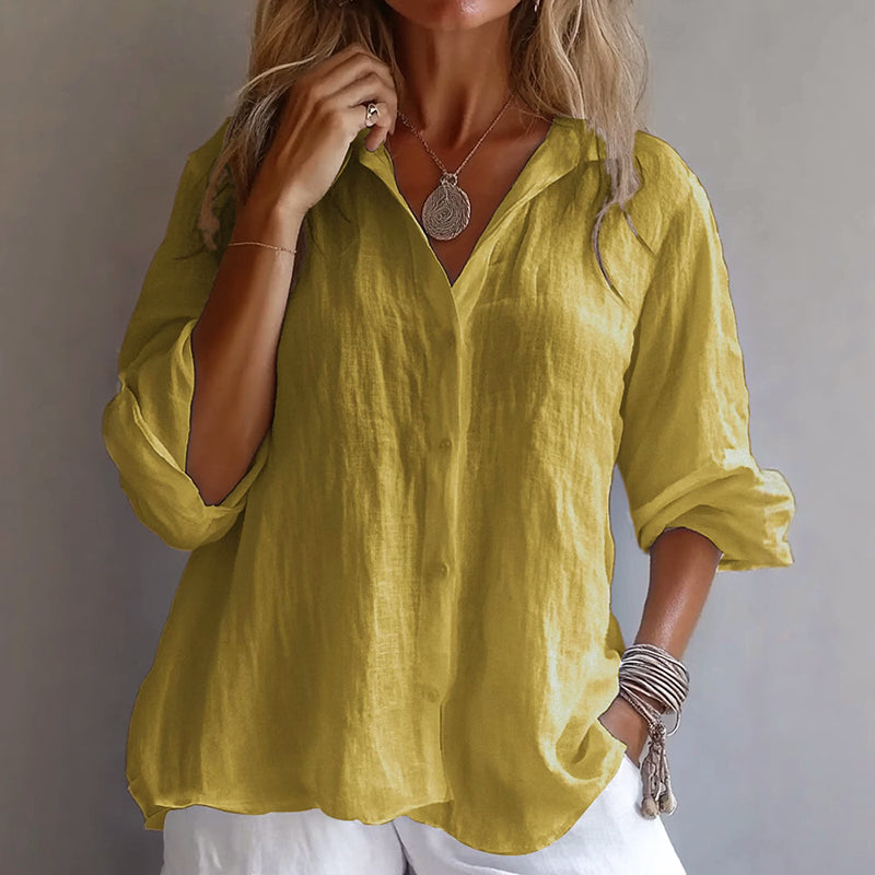 Delaney | Women's Linen-Look Button-Up Relaxed Blouse