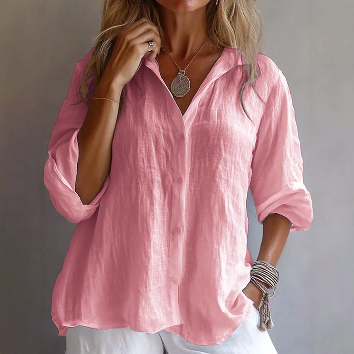 Delaney | Women's Linen-Look Button-Up Relaxed Blouse