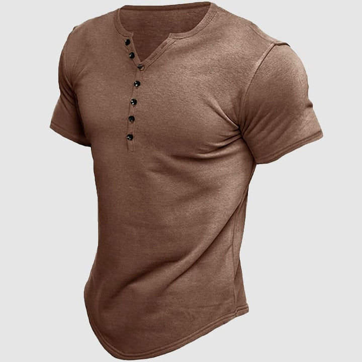 Deven | Men's Short-Sleeve Multi-Button Henley Top