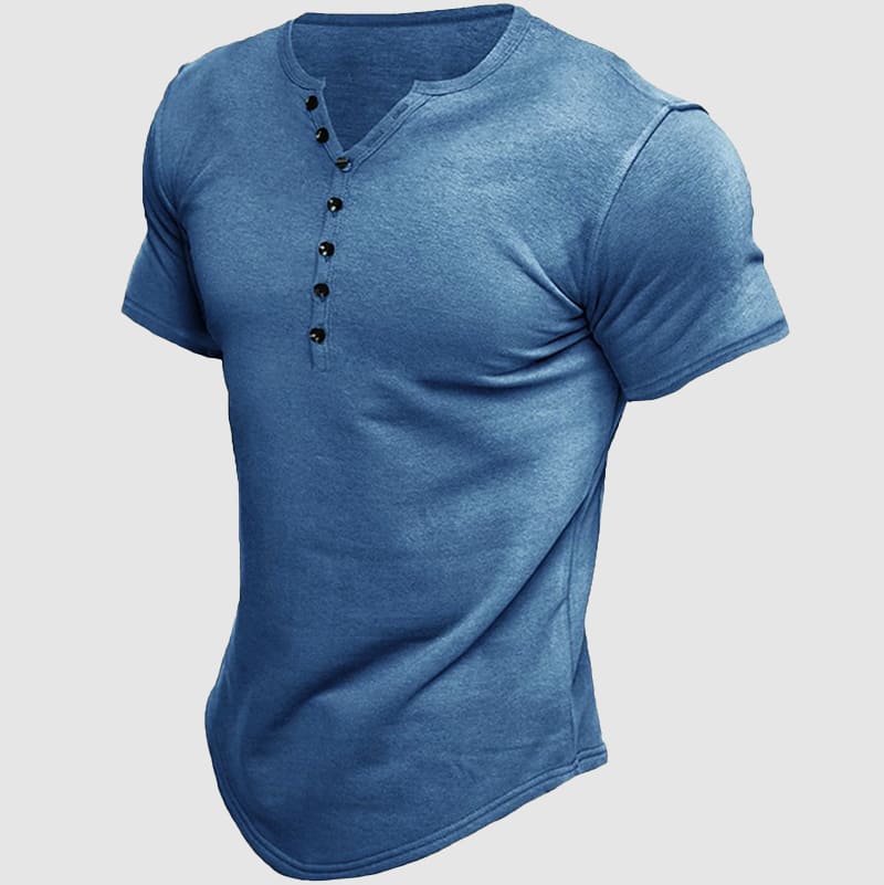 Deven | Men's Short-Sleeve Multi-Button Henley Top
