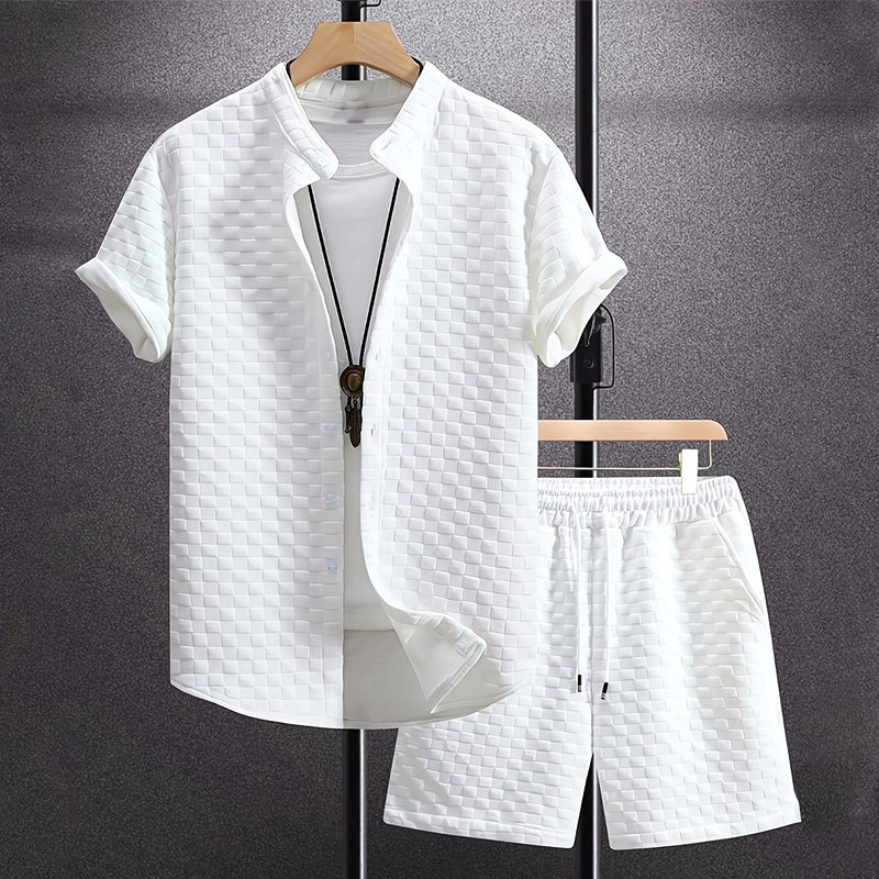 Dylan | Men's Textured Shirt and Shorts Outfit