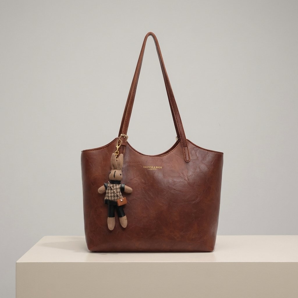 Women's Soft Vegan Leather Shoulder Tote Bag