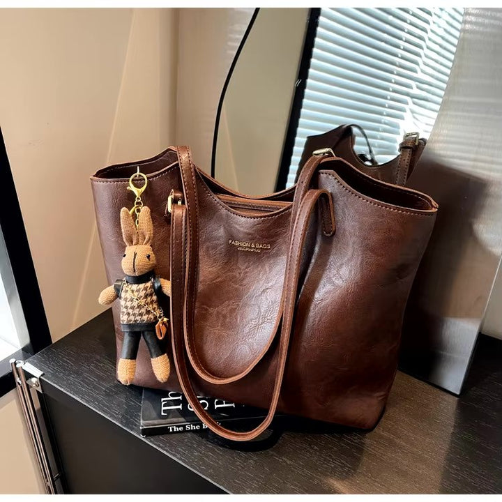 Women's Soft Vegan Leather Shoulder Tote Bag
