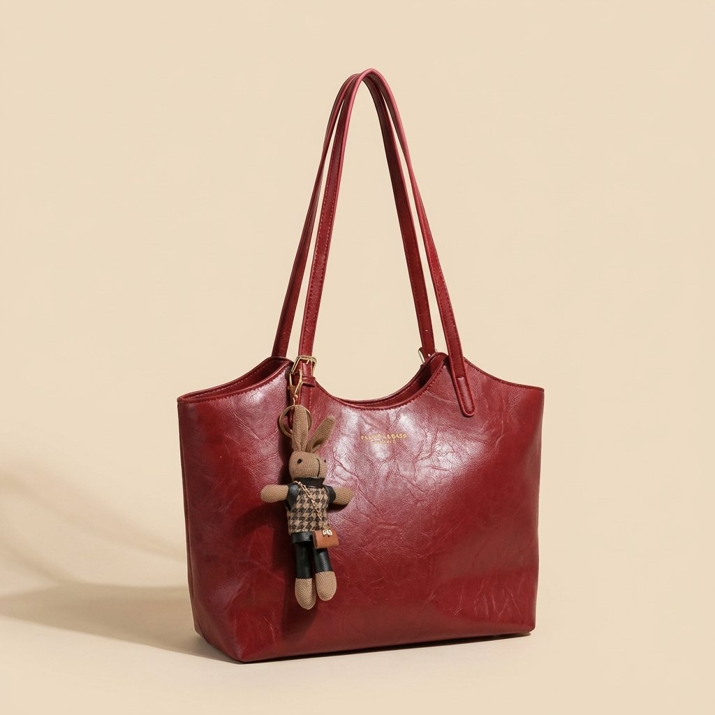Women's Soft Vegan Leather Shoulder Tote Bag