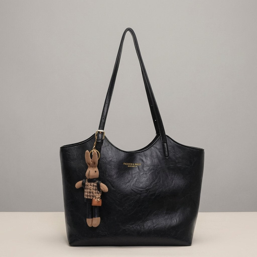 Women's Soft Vegan Leather Shoulder Tote Bag
