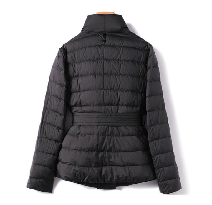 Women's Belted Shawl-Collar Down Winter Jacket