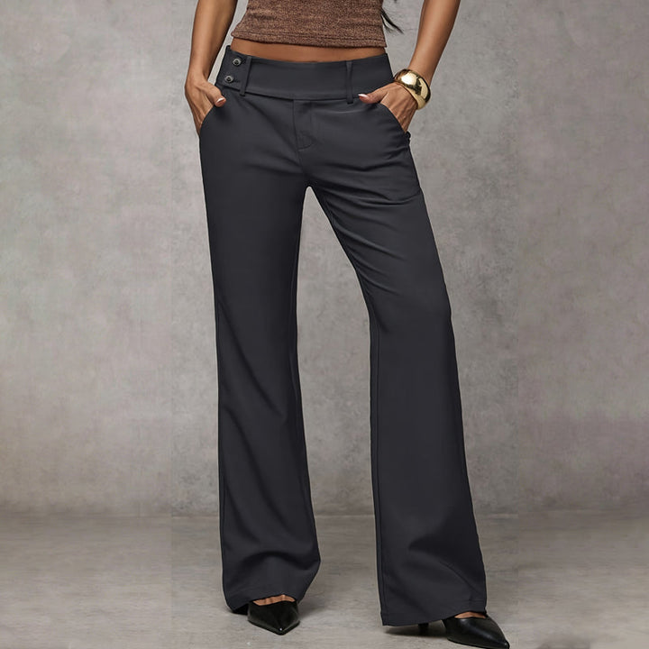 Women's Sophisticated High-Waisted Tailored Flared Trousers