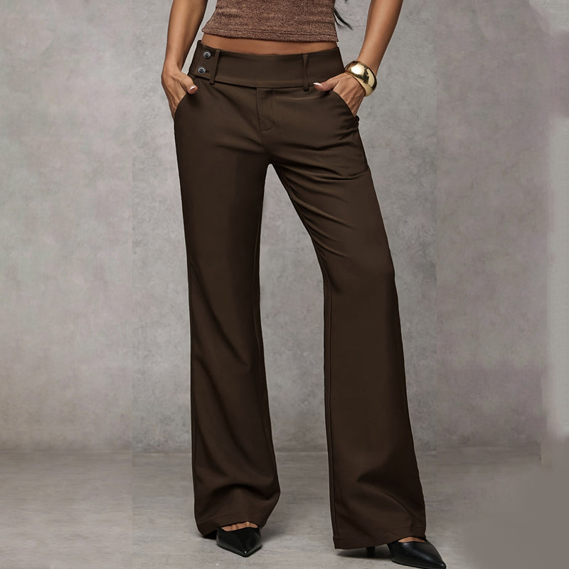 Women's Sophisticated High-Waisted Tailored Flared Trousers