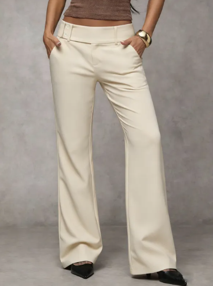 Women's Sophisticated High-Waisted Tailored Flared Trousers