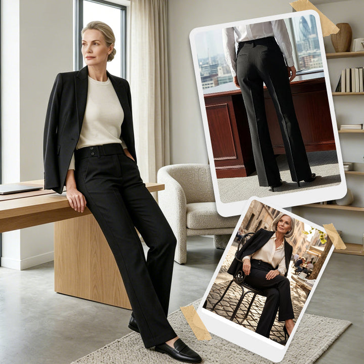 Women's Sophisticated High-Waisted Tailored Flared Trousers
