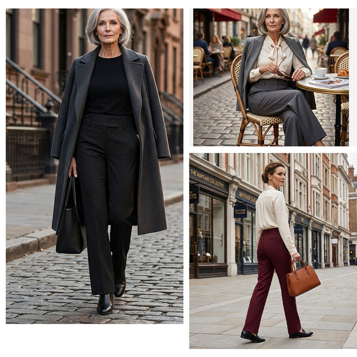 Women's Sophisticated High-Waisted Tailored Flared Trousers