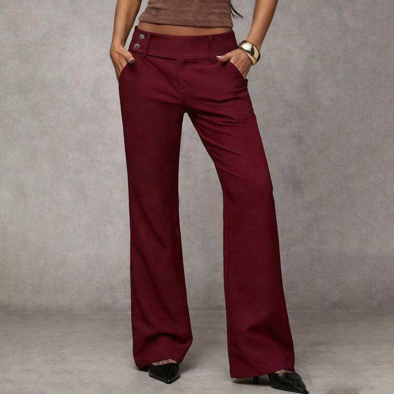 Women's Sophisticated High-Waisted Tailored Flared Trousers