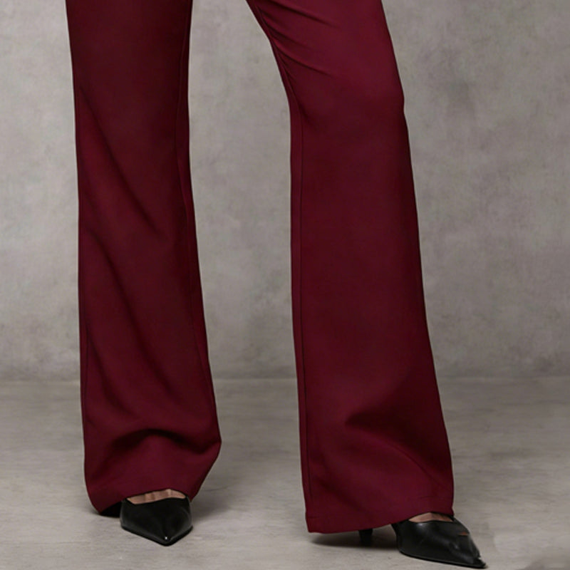 Women's Sophisticated High-Waisted Tailored Flared Trousers