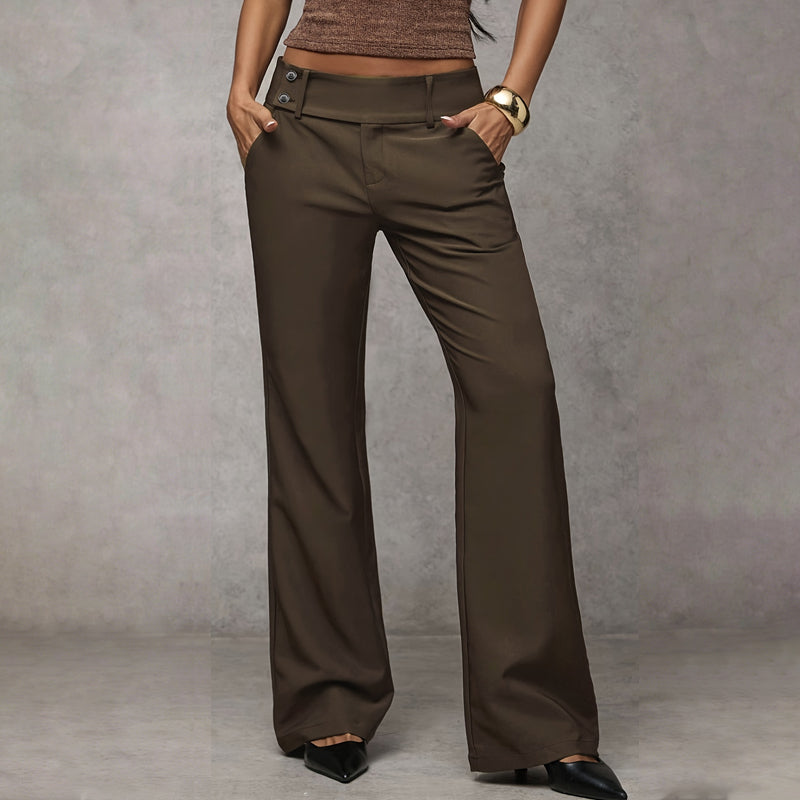 Women's Sophisticated High-Waisted Tailored Flared Trousers