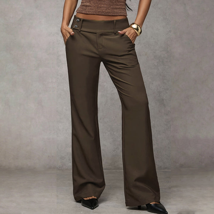 Women's Sophisticated High-Waisted Tailored Flared Trousers