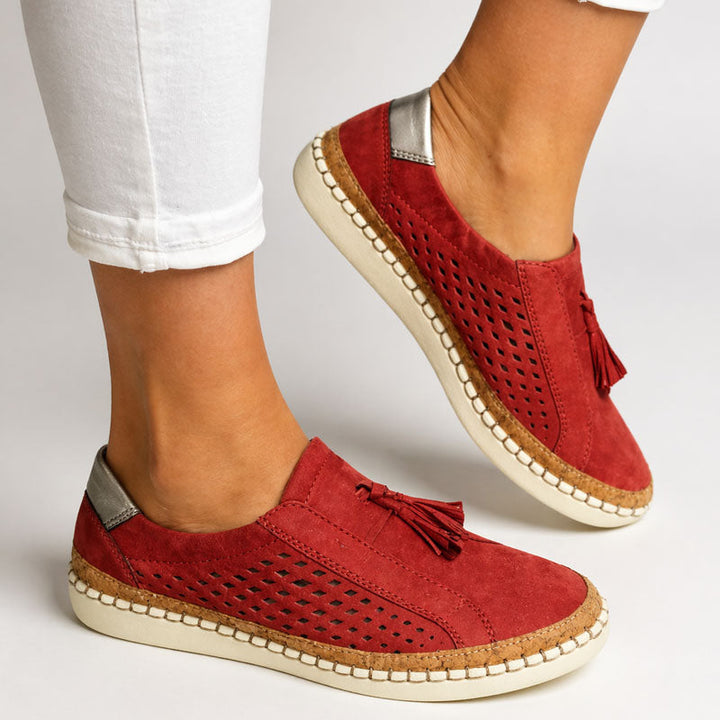 Women's Perforated Slip-On Tassel Shoes