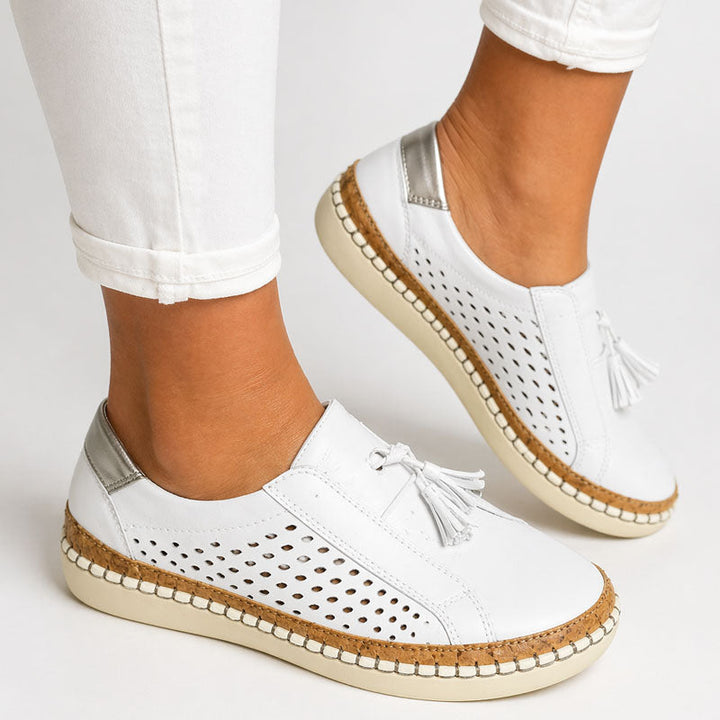Women's Perforated Slip-On Tassel Shoes