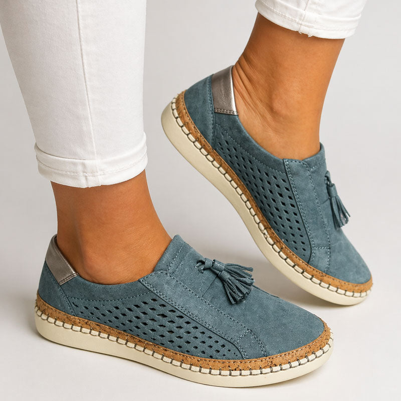 Women's Perforated Slip-On Tassel Shoes