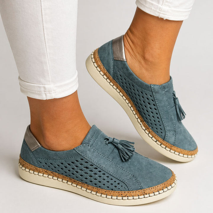 Women's Perforated Slip-On Tassel Shoes