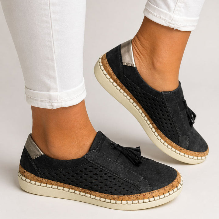 Women's Perforated Slip-On Tassel Shoes