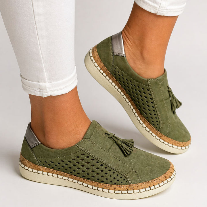 Women's Perforated Slip-On Tassel Shoes