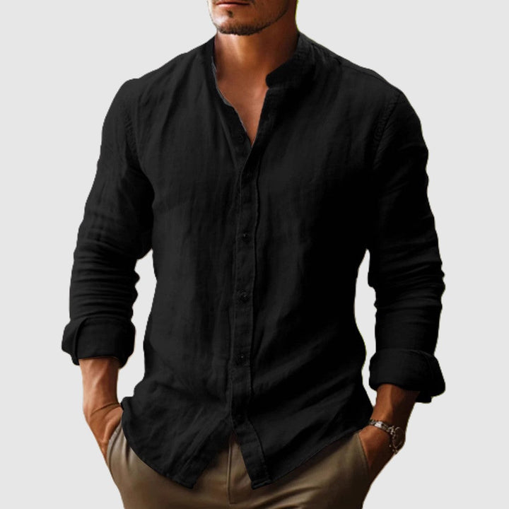 Ethan | Men's Stand Collar Long Sleeve Dress Shirt