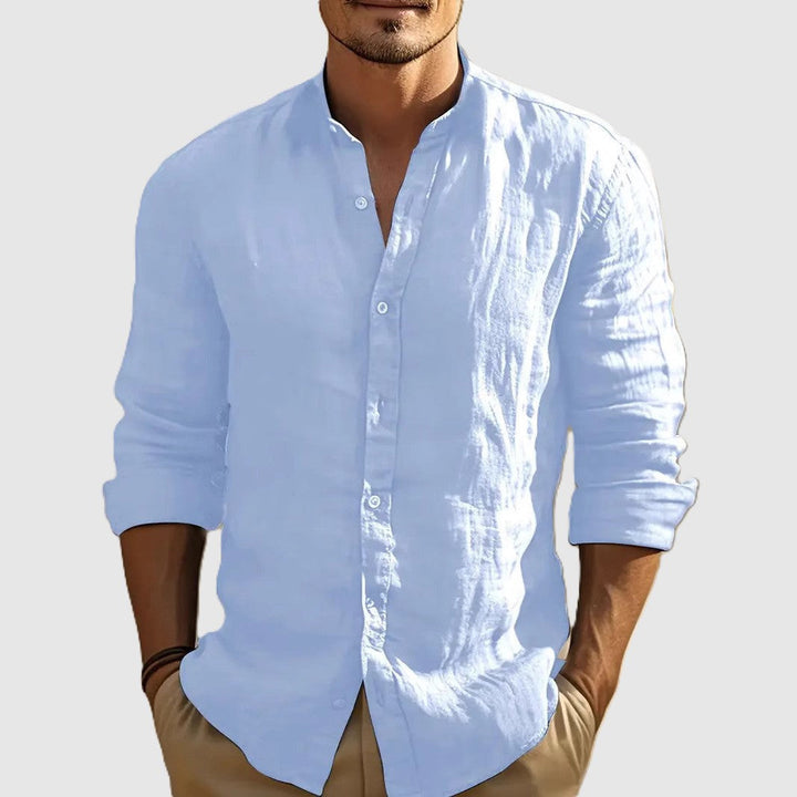 Ethan | Men's Stand Collar Long Sleeve Dress Shirt