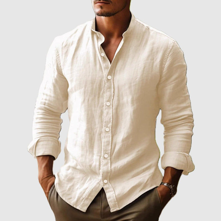 Ethan | Men's Stand Collar Long Sleeve Dress Shirt