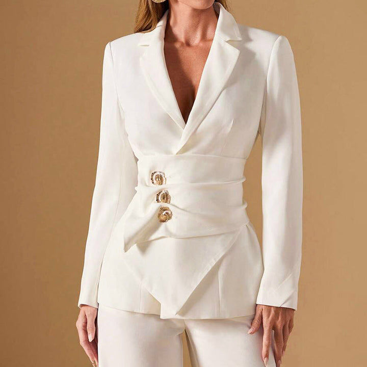 Evelynn | Women's Ruched Waist Two-Piece Suit Set
