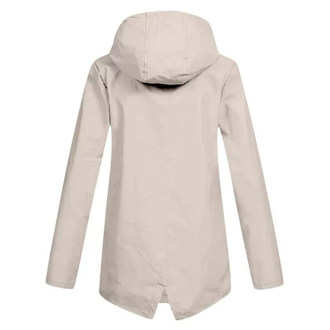 Women's Waterproof Mid-Length Jacket with Zipper