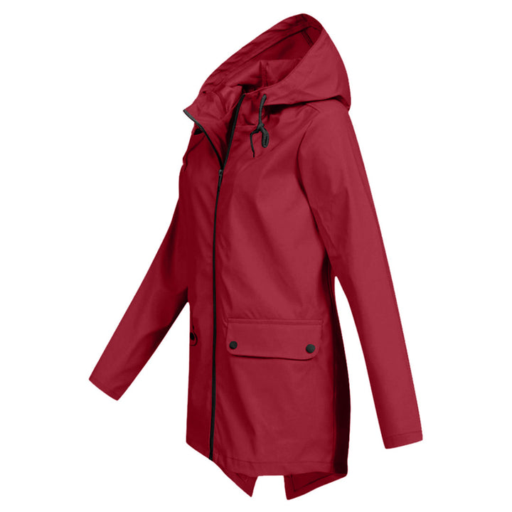 Women's Waterproof Mid-Length Jacket with Zipper