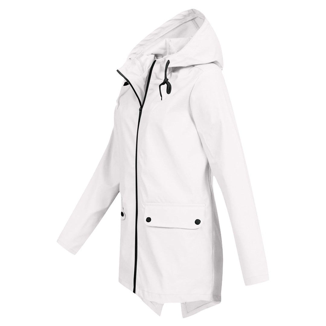 Women's Waterproof Mid-Length Jacket with Zipper