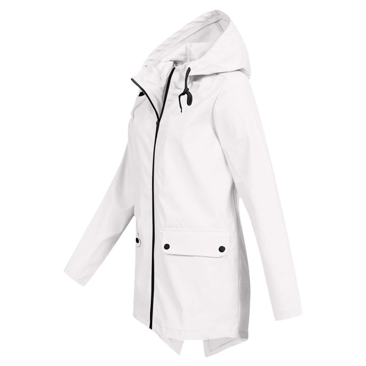 Women's Waterproof Mid-Length Jacket with Zipper
