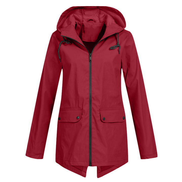 Women's Waterproof Mid-Length Jacket with Zipper