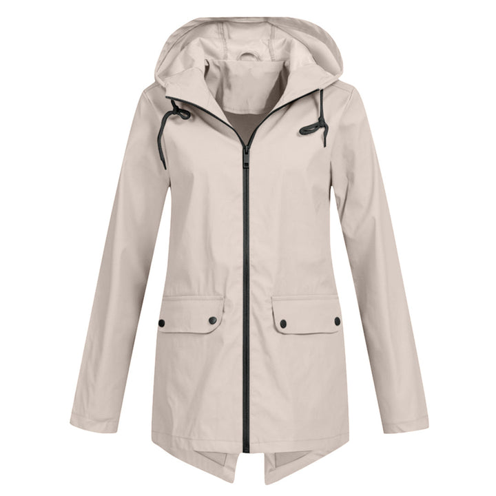 Women's Waterproof Mid-Length Jacket with Zipper