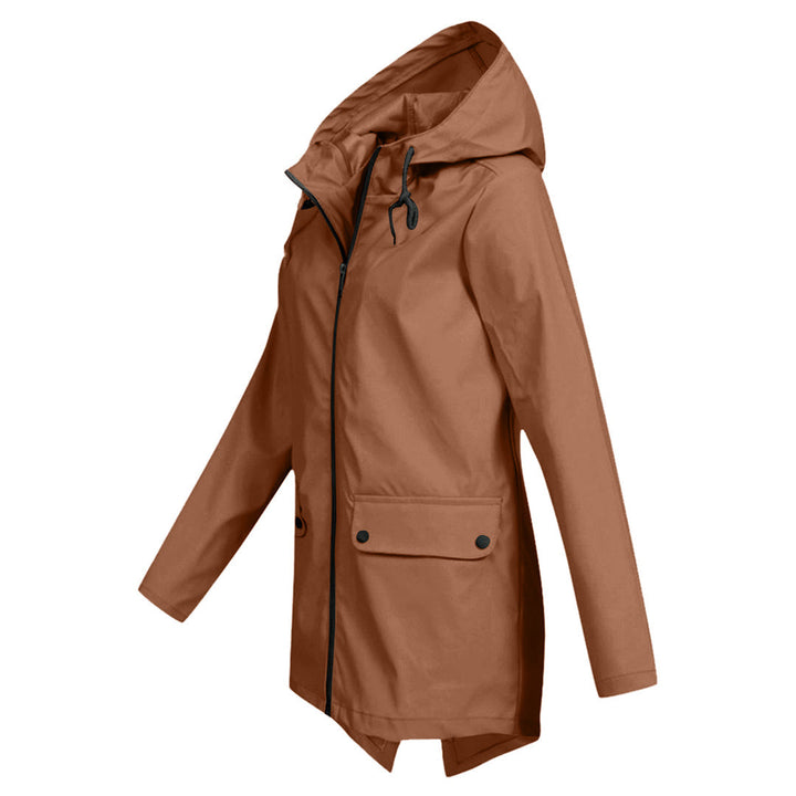 Women's Waterproof Mid-Length Jacket with Zipper